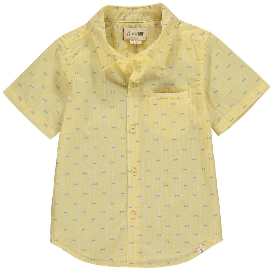 Pier Short Sleeve Shirt | Yellow Bow Tie Stripe