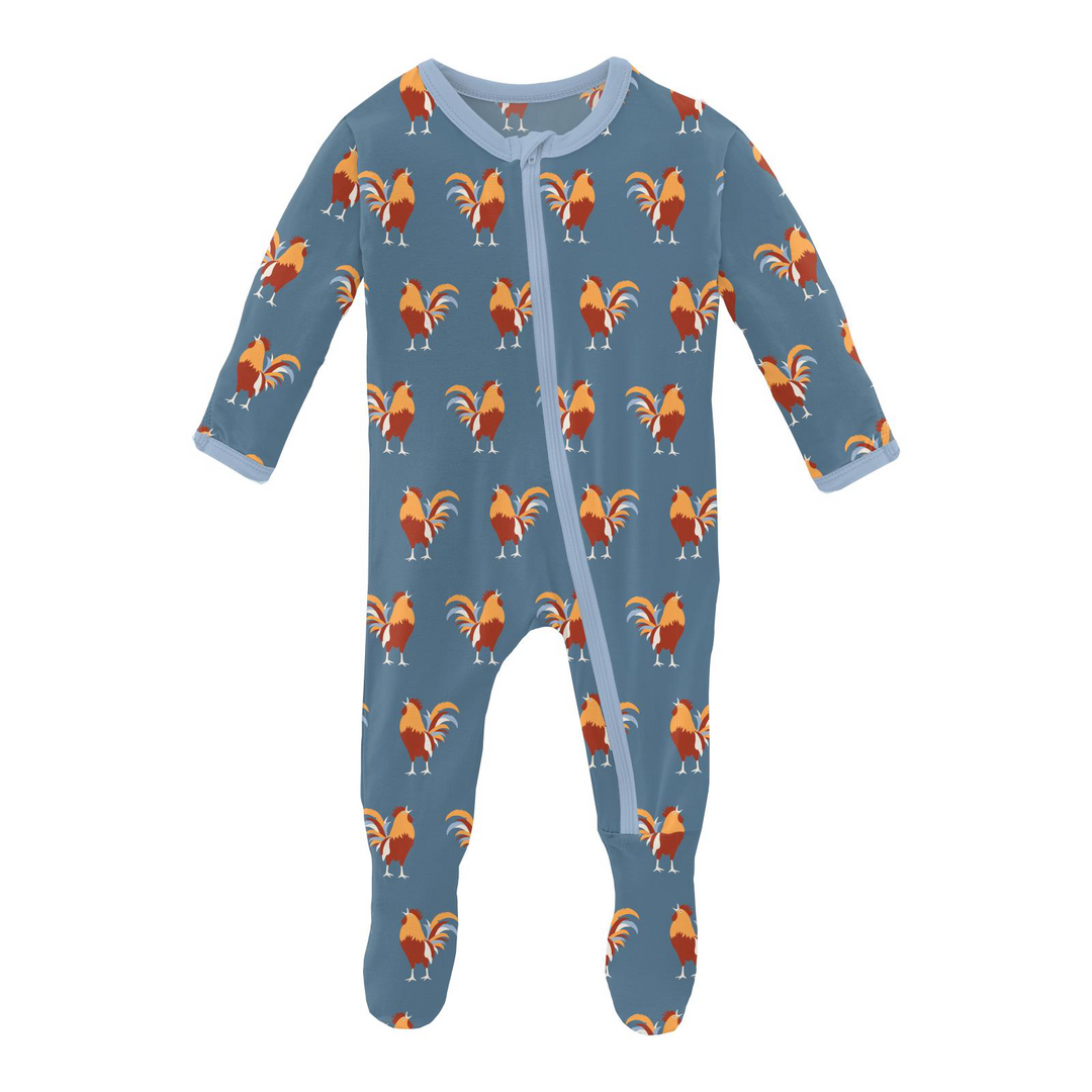 Print Footie with Zipper | Parisian Rooster