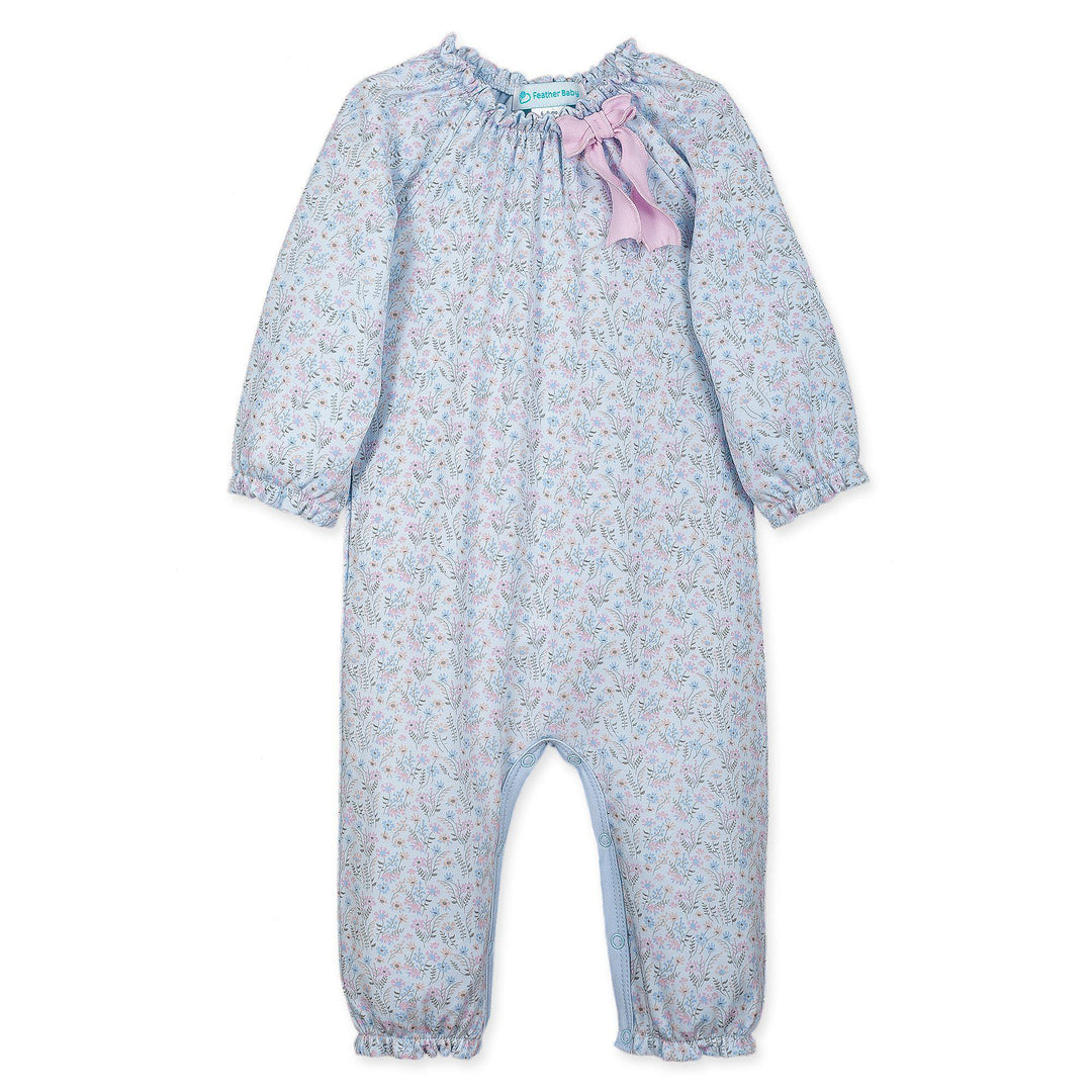 Bow Romper-Avery on Baby Blue