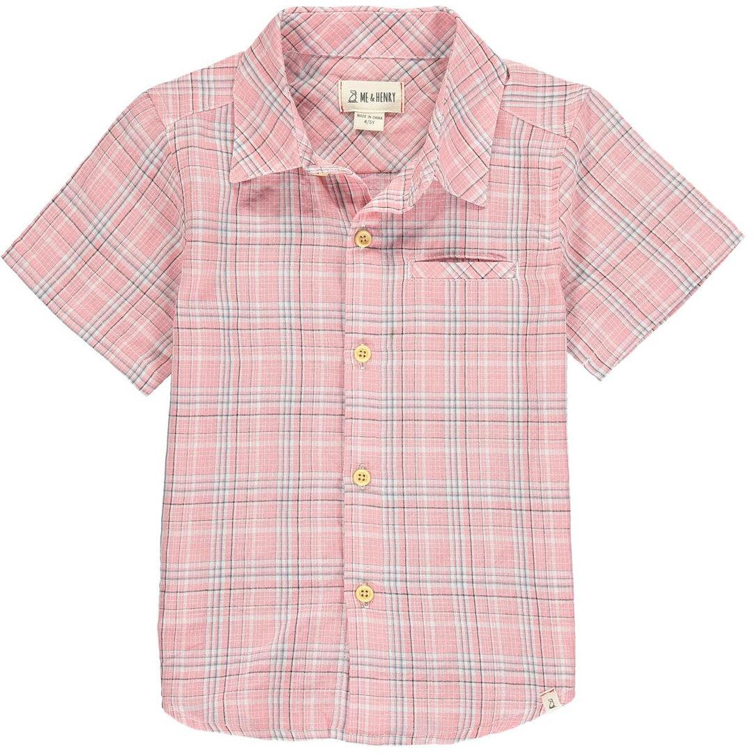 Newport Short Sleeved Shirt | Pink & Grey Plaid